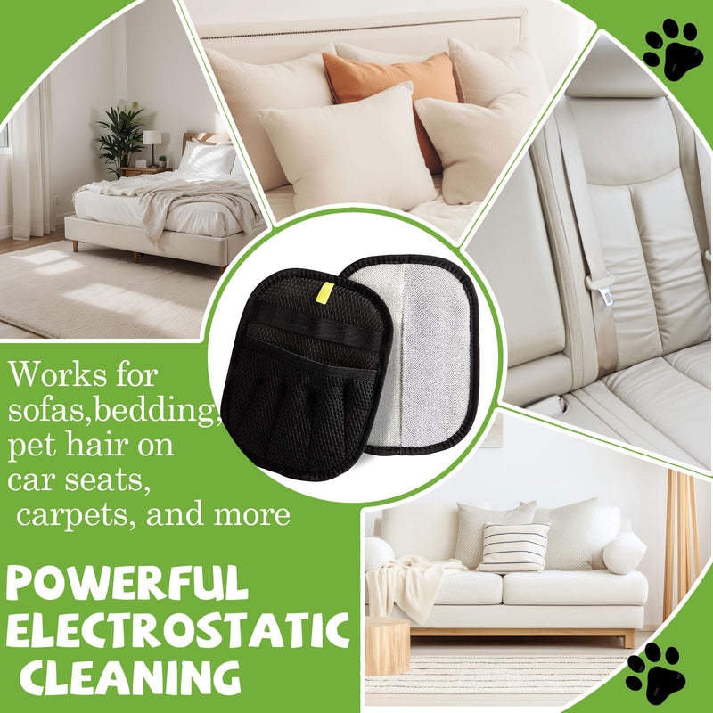 Upgraded Five-Finger Electrostatic Pet Hair Remover Glove for Cats & Dogs Reusable Magic Fur Brush Washable Double Sided Static Pet Hair Fur Remover Tool for Couch, Car Seat, Carpet & Laundry - PawsPlanet Australia
