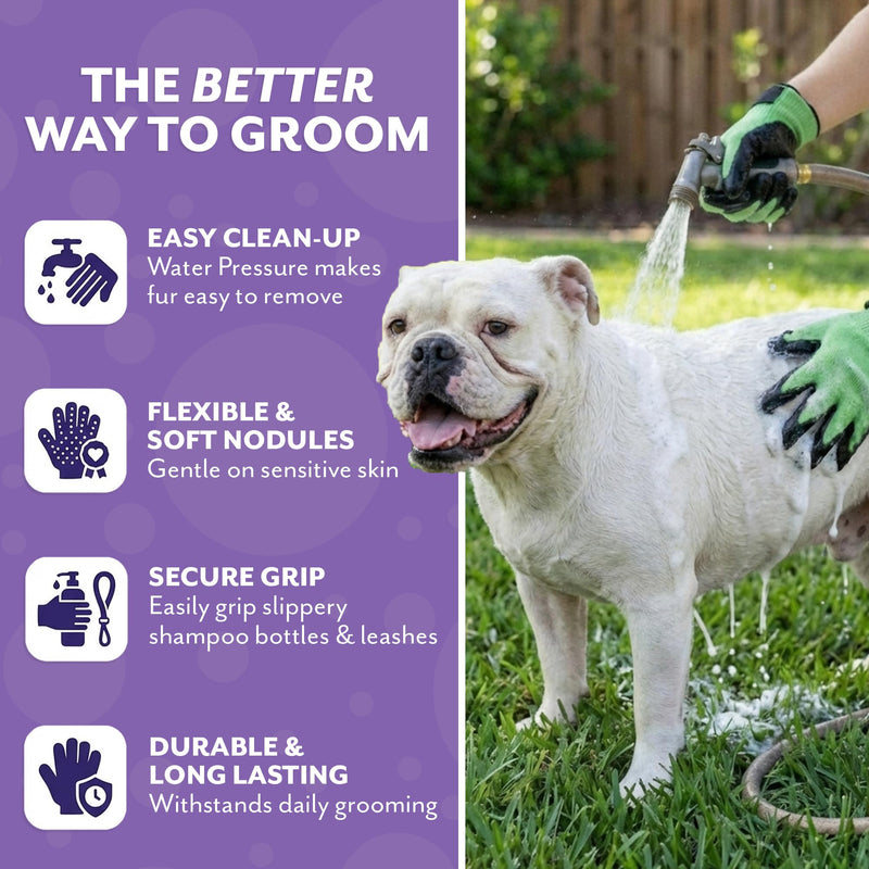 H HANDSON Pet Grooming Gloves - Patented #1 Ranked, Award Winning Shedding, Bathing, & Hair Remover Gloves - Gentle Brush for Cats, Dogs, and Horses (Blue, Small) Blue - PawsPlanet Australia
