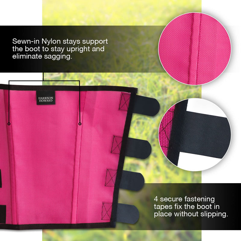 Harrison Howard Loose Fitting Fly Boots UV-Protective Extra Tough Mesh Ventilated Four Fasteners Stay-on Design Protect Horse Legs & Stomp-Reducing Set of 4 Magenta Large - PawsPlanet Australia