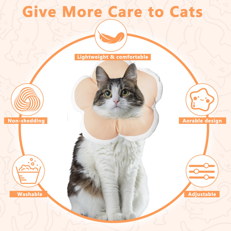Cat Cone Collar Soft, Waterproof Cats Cones to Stop Licking After Surgery, Adjustable Soft Elizabeth Cats Collars for Wound Healing, Flower Shape Cat Recovery Collar (Pastel Orange, X-Small) Pastel Orange
