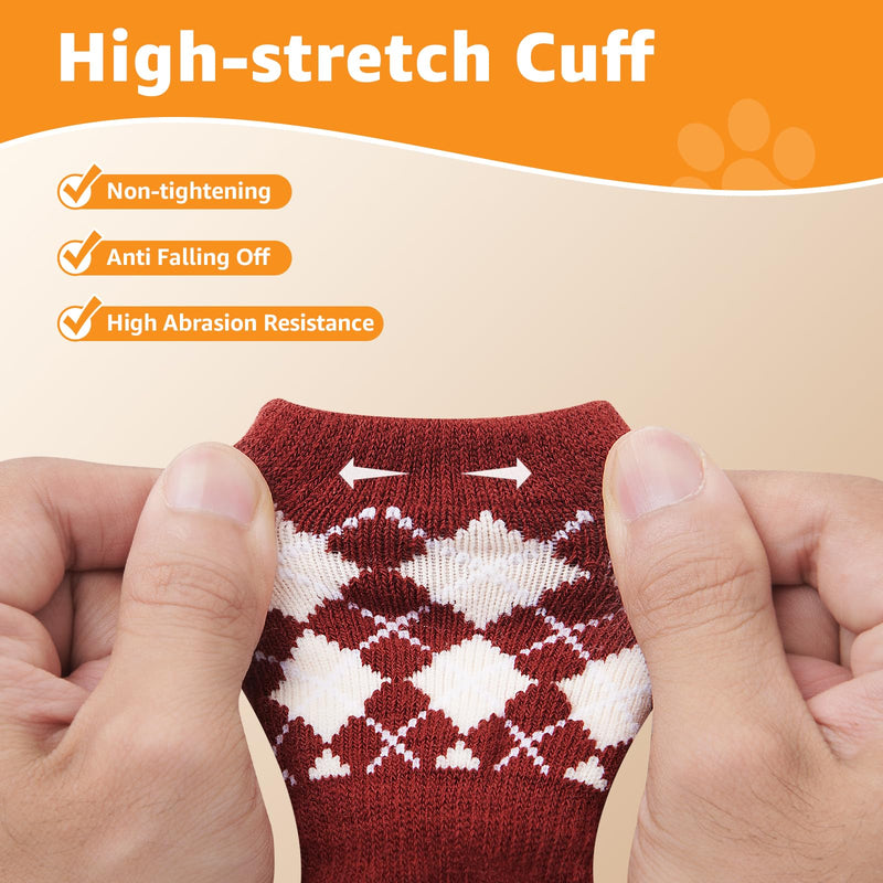 LOOBANI Dog Socks to Prevent Licking Paws - Anti-Slip Dog Paw Grip Protector for Hot/Cold Pavement Traction Control for Small Medium Large Senior Dogs on Hardwood Floors, Red XL - PawsPlanet Australia