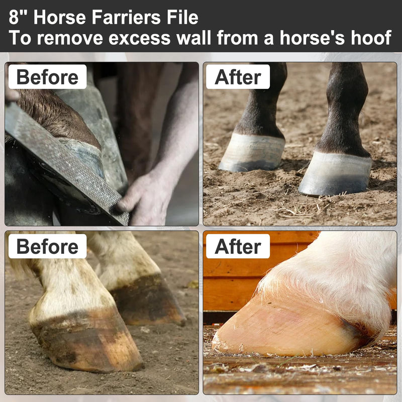 Yosoo Health Gear Horseshoe Trimming Tool 8 Inch Hoof Rasp, Solid Carbon Steel Horseshoe File with Rubber Handle, Double Sided Hoof Rasp Farrier File Tool for Horse Goat Cow Donkey