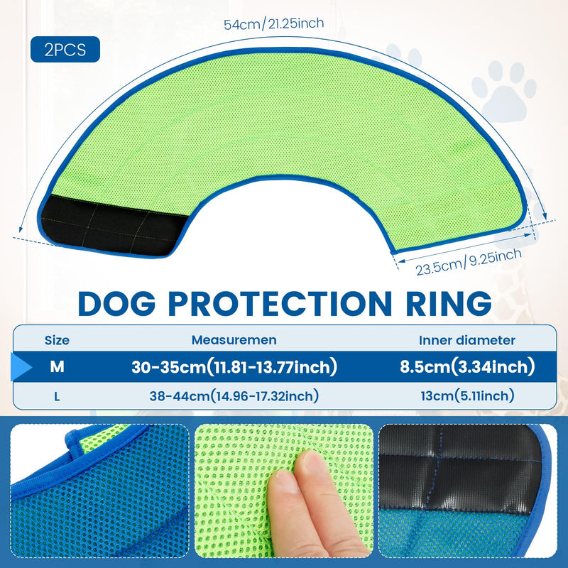 Pack of 2 Soft Dog Collar Lick Protection Breathable Adjustable Recovery Collar Elizabethan Prevents Licking Wounds After Surgery Blue (M) M