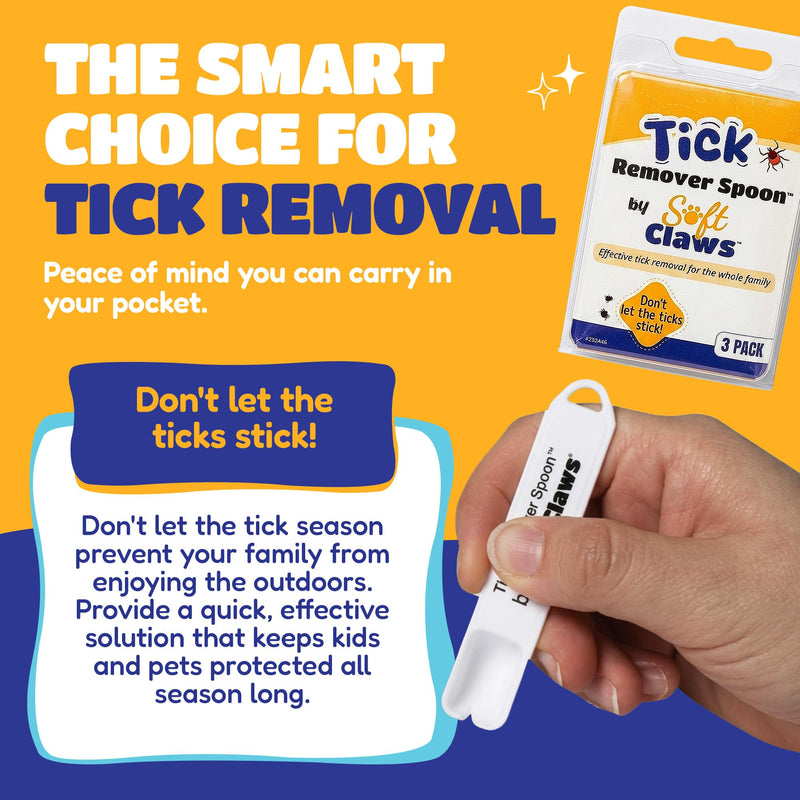 Soft Claws Tick Remover Spoon for Whole Family, Pack of 3 – Gentle Spoon Design & Easy Grip Tick Removal Tool for Humans, Dogs & Cats, Pet Grooming Essential, Compact & Travel-Friendly