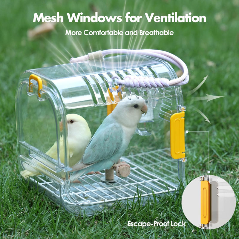 Small Bird Travel Carrier, Portable Bird Cage for Small Bird Parrot Parakeet with Shade Cover and Standing Perch, Lightweight Bird Carry Transport Cage for Vet Visit Shopping and Outdoor Adventure Yellow - PawsPlanet Australia
