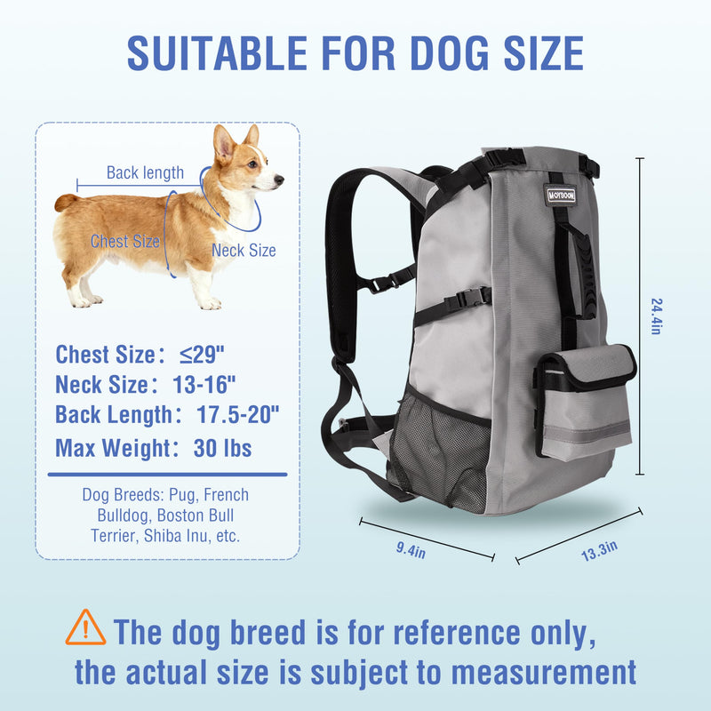 Dog Backpack for Small & Medium Dogs - Adjustable Pet Carrier for Travel & Hiking, Hands-Free Puppy Backpack with Storage Pockets, Breathable Mesh, Reflective Strips & Non-Slip Handle - PawsPlanet Australia
