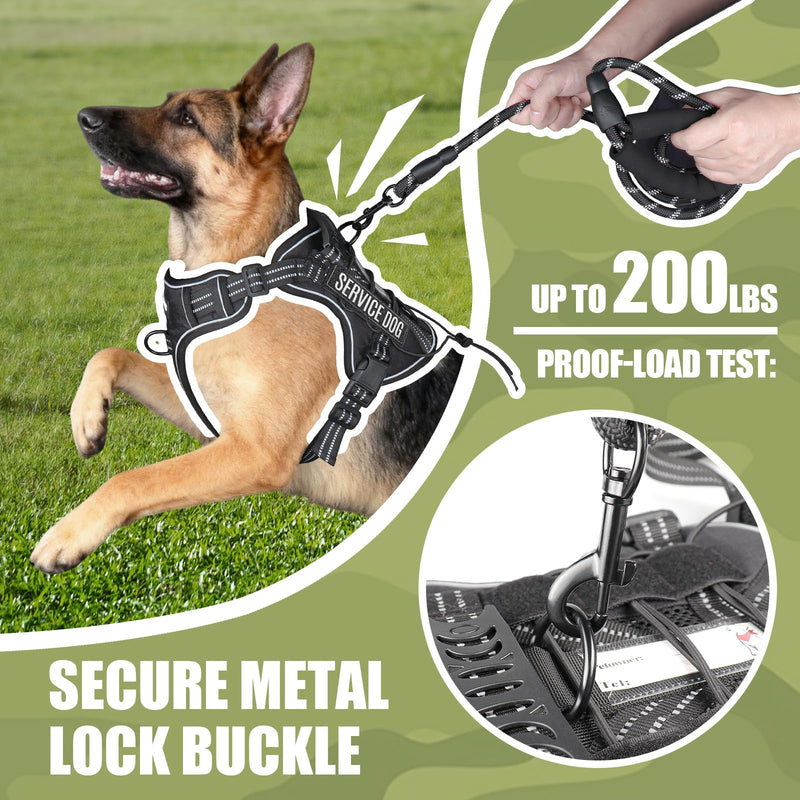 Service Dog Tactical Vest Harness and Leash Set Medium Sized Dog Emotional Support- Tactical Dog Harness Training Collar with Name (Black, L) Black - PawsPlanet Australia