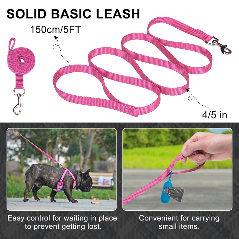 BEAUTYZOO Dog Harness Collar and Leash Set, No-Pull Step in Dog Harness for Large Dogs, Reflective No-Choke Puppy Vest Harness, Adjustable Soft Padded Pet Vest for French Bulldog, Dark Pink L L (Chest 20"-25", Collar 14"-20") Colorful Splatter Paint - PawsPlanet Australia
