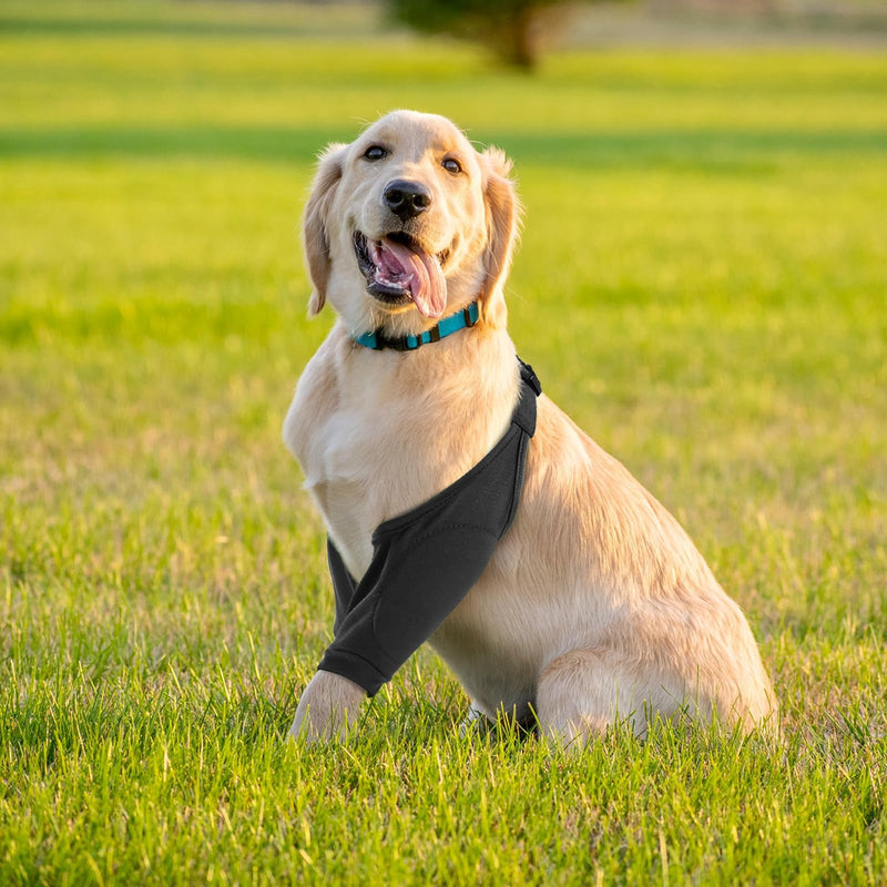 Dog Elbow Protector for Front Leg Calluses, Dog Joint Recovery Sleeve for Prevent Licking, Adjustable Dog Elbow Pads Dog Leg Wound Care, Dog Knee Brace Protector Pads for Canine Sprain Arthritis, 3XL 3X-Large(Sleeve Length:15.3") Black - PawsPlanet Australia
