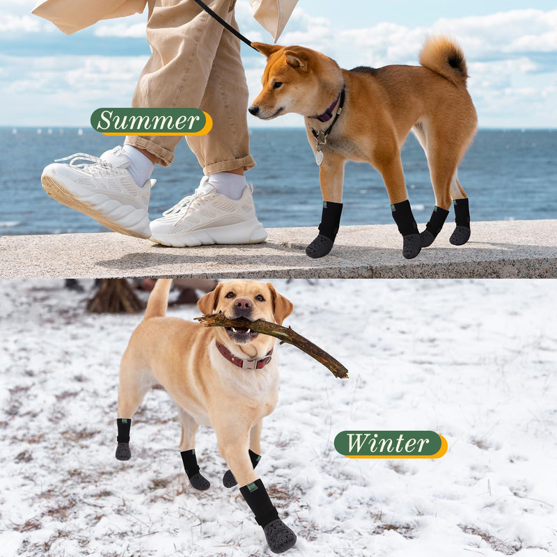 EXPAWLORER Anti Slip Dog Socks to Prevent Licking Paws - Dog Boots & Paw Protectors for Winter, Dog Booties for Hardwood Floors, Dog Shoes for Cold/Hot Pavement, Small Medium Large Senior Dogs Black - PawsPlanet Australia