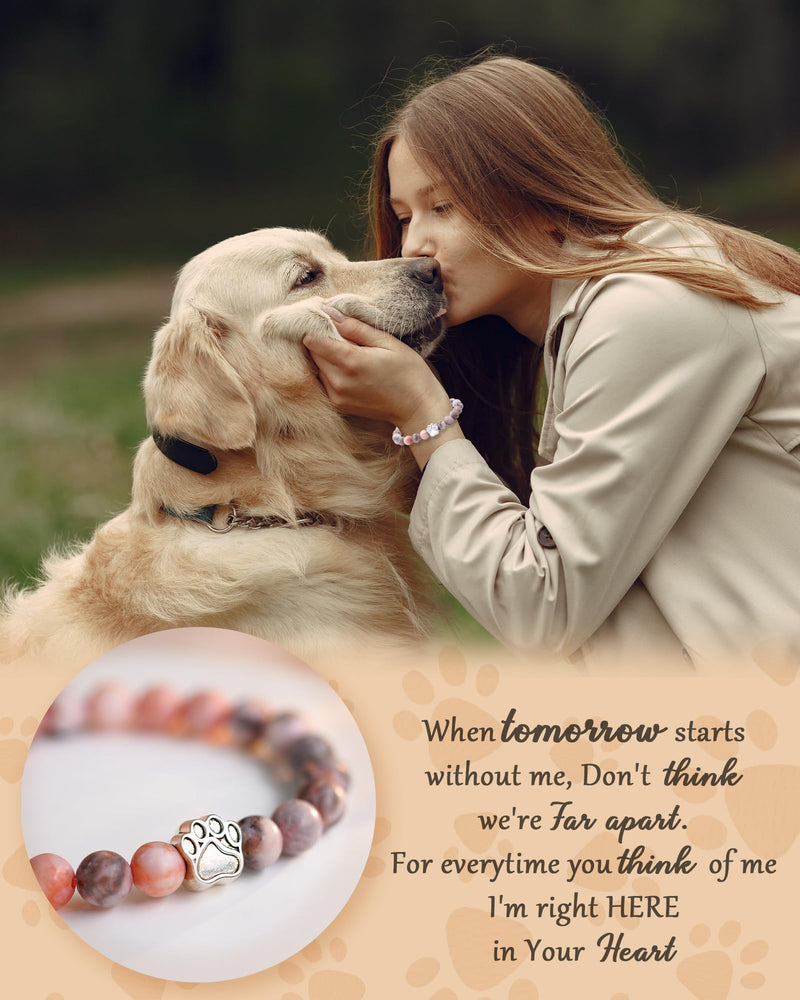 Pet Memorial Gifts for Loss of Dog Cat, 𝗡𝗮𝘁𝘂𝗿𝗮𝗹 𝗦𝘁𝗼𝗻𝗲 𝗕𝗿𝗮𝗰𝗲𝗹𝗲𝘁 for Women Men Who Loss of Pet Dog/Cat Pink - PawsPlanet Australia