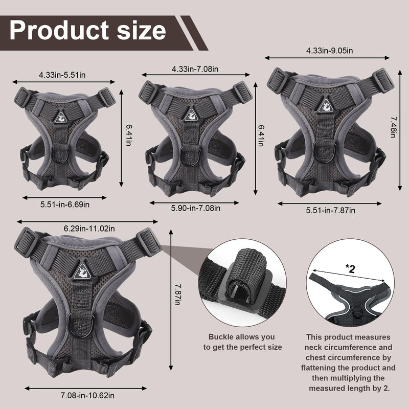 Wanheart cat Chest Harness and Leash, Anti-Escape Adjustable Soft mesh cat Leash and Chest Harness Set for All Types of Cats cat Vests (Grey, 11.02-16.5lb) L grey - PawsPlanet Australia