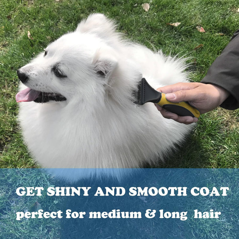 *LAUNCH SALE* Pet Republique ® Professional Dematting Comb Rake - Dual Sided 12+23 Teeth Mat Brush Splitter - for Dogs, Cats, Rabbits, Any Long Haired Breed Pets Yellow, Black, Silver Regular 12+23 Teeth - PawsPlanet Australia