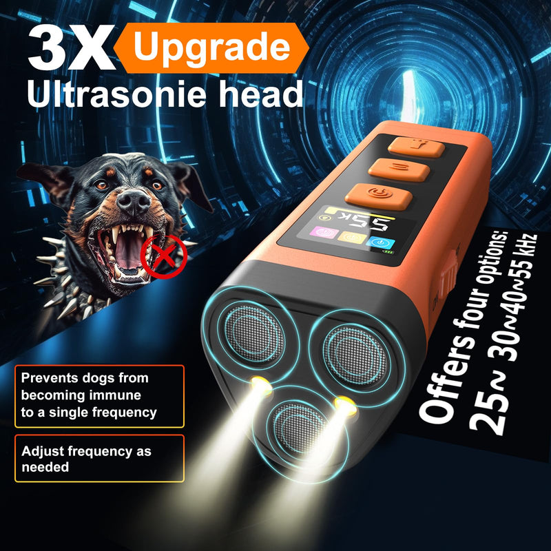 2 Pack Dog Bark Deterrent Device, Color Display 2000 mAh Rechargeable Ultrasonic Anti-Barking Trainer with 4 Frequency Settings 25/30/40/55 kHz, 65ft Long-Range, Safe & Effective Indoor Outdoor Use 2 Pack Orange - PawsPlanet Australia
