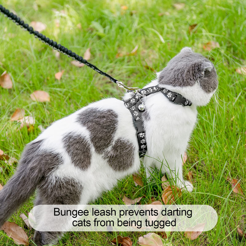 BEAUTYZOO Cat Harness and Leash Set Escape Proof for Walking, Kitten Soft Adjustable Vest Harnesses for Small Medium Large Cats, Easy Control Breathable Plaid Ribbon Nylon for Outdoor Indoor Use Black_Reflective - PawsPlanet Australia