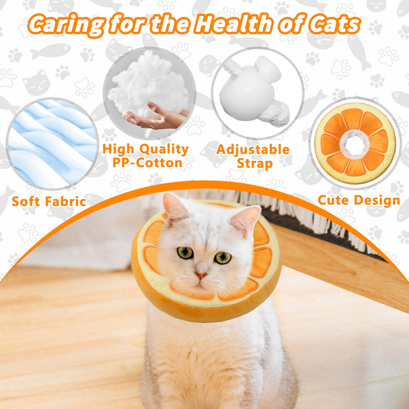 Soft Cat Cone Collar, Cute Cat Recovery Collar Suitable for Small, Medium, Large Cats,Elizabethan Neck Collar for Cats After Surgery (Orange, Small) Orange