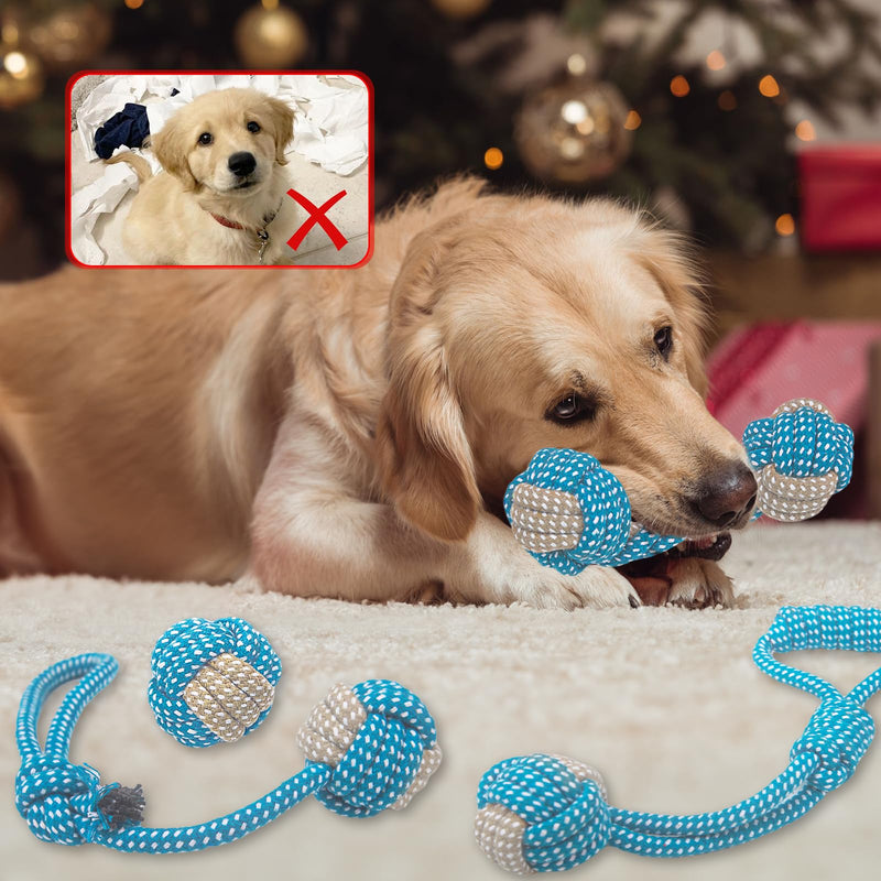 7 Pack Puppy Rope Toys, Dog Rope Toys for Small Dogs, Dog Tug Rope, Puppy Teething Rope for Teeth Cleaning and Chewing, Keep The Dog from being Bored, Variety of Dog Cotton Rope Toys, Blue For Small Dog - PawsPlanet Australia