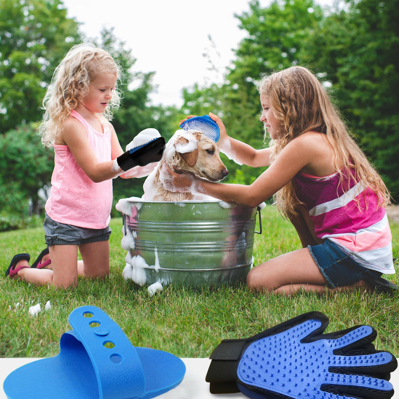 Pet Grooming Set with Dog Washing Gloves for Bathing, Dog Bath Brush and Silicone Dog Toothbrush, Pet Grooming Gloves for Dogs, Cats and Horses with 185 Silicone Tips (PG Set 1) - PawsPlanet Australia