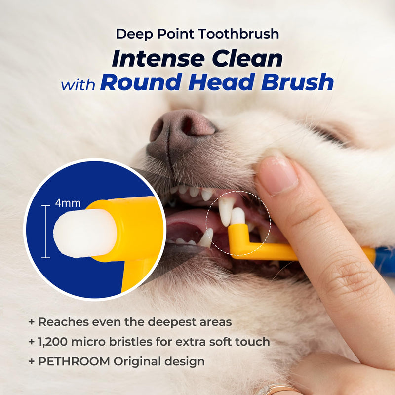 PETHROOM] Pet Dental Toothbrush for Cats and Small Dogs - Soft Bristle Deep Cleaning, Toothbrush Set for Dogs & Cats – Ultra-Fine Bristles for Precise Dental Care (Deep Point/Extra Small)