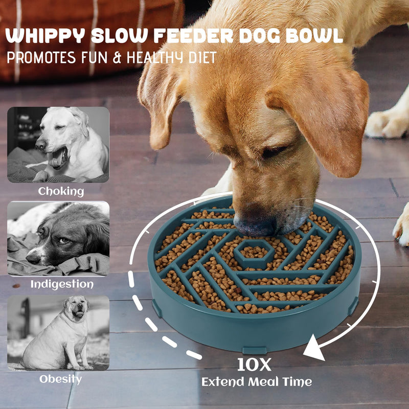 WHIPPY Slow Feeder Dog Bowls Medium Large Breed 3 Cups Slow Eating Dog Bowl Puzzle Bowl to Slow Down Eating Maze Dog Food Bowl for Fast Eater,Navy Blue navy blue - PawsPlanet Australia