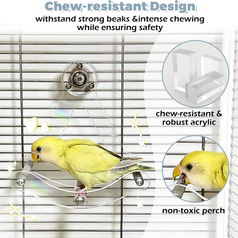 Bite-Resistant Acrylic Rocking Bird Nail Trimming Perch Stand Easy to Clean, Interactive Bird Toys for Parakeets for Cage, Budgie Puzzle Toys for Parrots, Small Birds Enrichment Toy for Lovebird - PawsPlanet Australia