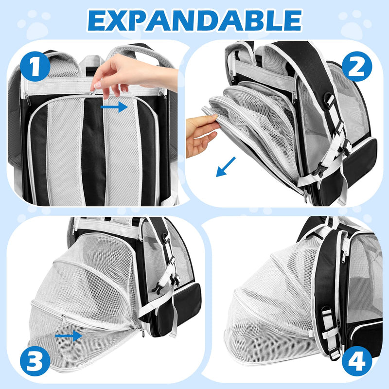 Cat Backpack Carrier,Expandable Pet Carrier Backpack for Cat and Small Dogs,for Hiking, Camping and Travelling Use,Collapsible Carrier with Breathable Mesh,Gray - PawsPlanet Australia