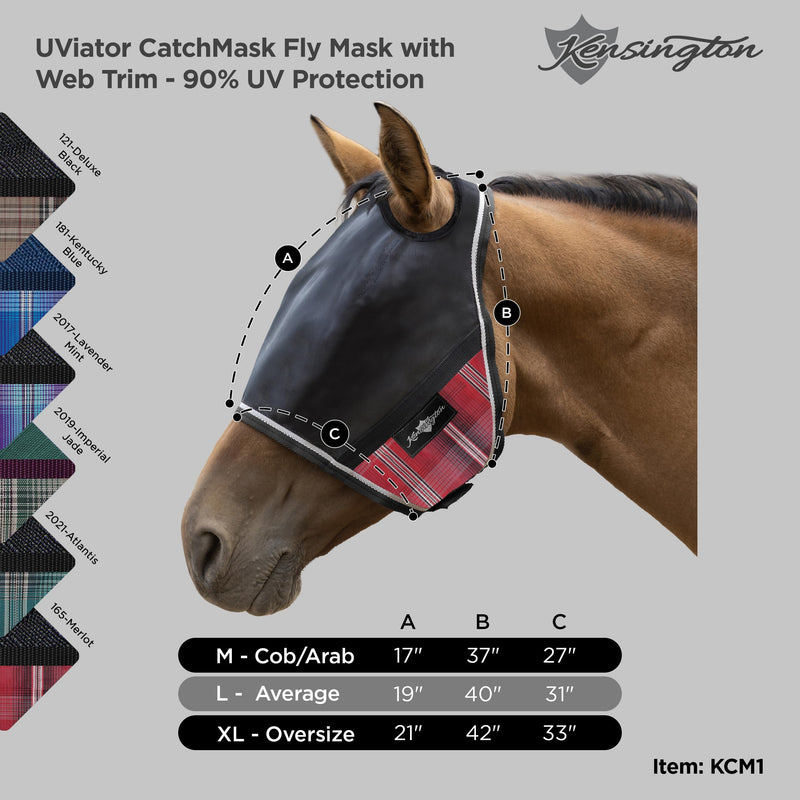 Kensington UViator CatchMask Horse Fly Mask with Web Trim UV Eye Protection Mask for Horse - Medium, Atlantis 2021 - Atlantis - PawsPlanet Australia