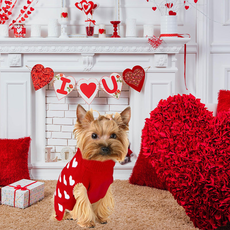 Valentine Dog Sweater, Valentines Day Dog Clothes Dog Valentines Outfit Knitted Dog Heart Sweater for Small Medium Large Dogs Pets (Red, Large) Red - PawsPlanet Australia