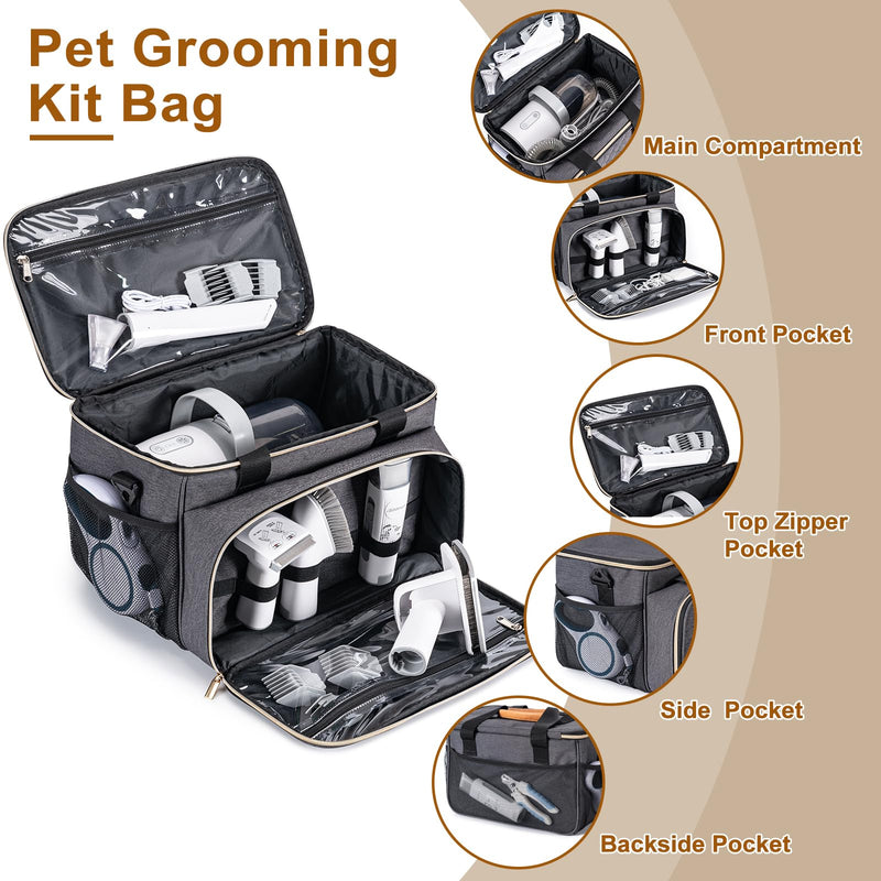 Dog Grooming Vacuum Bag, Pet Grooming Kit Bag Perfect for Dog Hair Vacuum & Grooming Tool Kit Accessories- Grey Gray - PawsPlanet Australia
