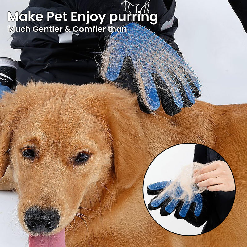 Blue Pet Hair Remover Gloves - 1 Pair, Pet Grooming Gloves | Cat Hair Remover | Gentle Deshedding Brushes for Dogs, Cats & Horses | Dog Washing Gloves - PawsPlanet Australia