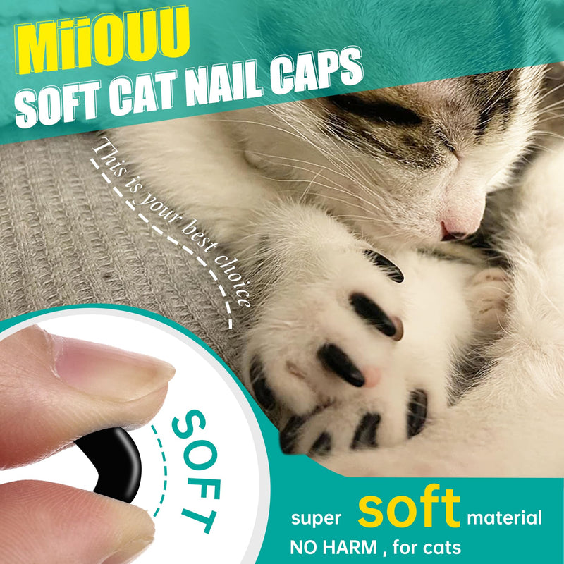 100 pcs Cat Nail Caps | Cat Claw Covers with Adhesives and Applicators | Black (M) Medium - PawsPlanet Australia