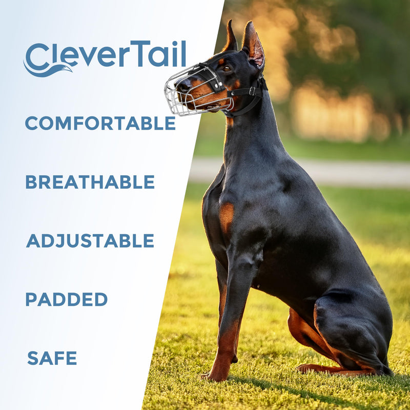 Metal Doberman Muzzle for Large Sized Dog - Cage Muzzles for Barking and Prevent Biting - Steel Wire Basket Muzzle for Medium and Large Dogs Doberman, Collie, Belgian Malinois, Husky etc. - PawsPlanet Australia