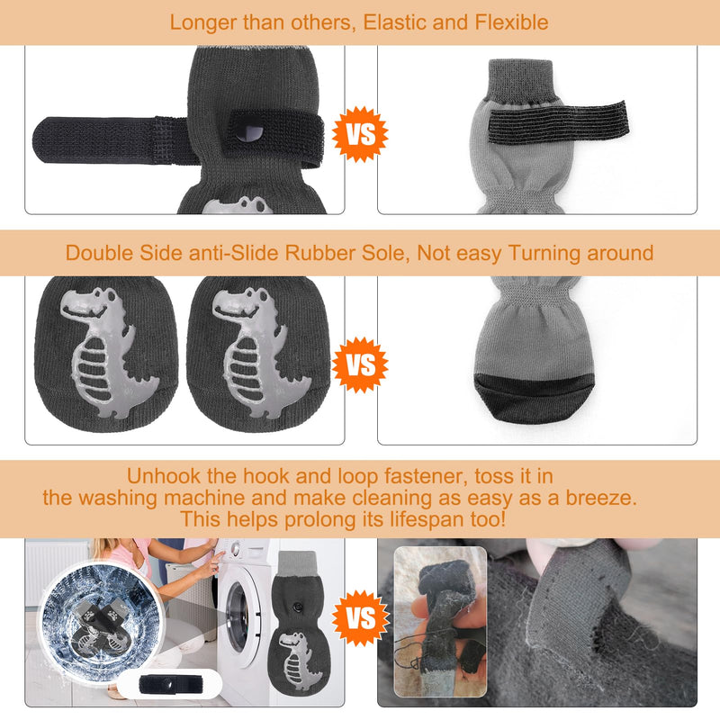 BEAUTYZOO Anti-Slip Dog Socks,Dog Shoes for Hot/Cold Pavement,Paw Protectors with Grips 3 Pairs for Puppy Small Medium Large Senior Old Dogs,Dog Socks to Prevent Licking & Hardwood Floor Protection S(Pack of 6) Alligator Grey - PawsPlanet Australia