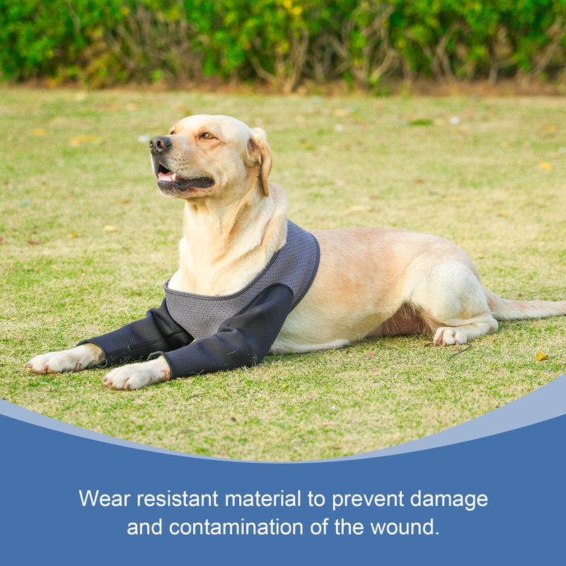 dog sleeves for wounds both front legs，Cone Collar Alternative, Abrasion Resistant Dog Recovery Sleeve, Washable 2.5mm Thick and Waterproof, Breathable Pet Wounds Prevent Licking, Bite Grey (2XLarge) 2XLarge