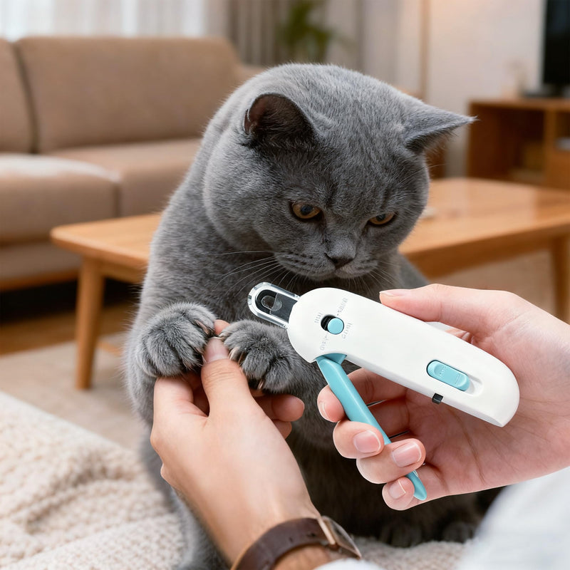Cat Grooming Wrap Set - 27.6" Cat Burrito Wrap & Cat Nail Clipper with Hidden Nail File, Adjustable Size & 3 Cutting Holes | Safe Anti-Scratch Anti-Escape Toenail Trimmer for Kittens & Indoor Cats - PawsPlanet Australia