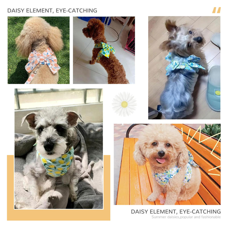 BAEJMJK Dog Harness and Leash Set with Bow Knot No Pull Pet Floral Harness with D-Ring Soft Mesh Dog Harness Vest Set Escape Proof Princess Puppy Harness for Small Girl Dogs Cats（Orange M） Medium Orange - PawsPlanet Australia