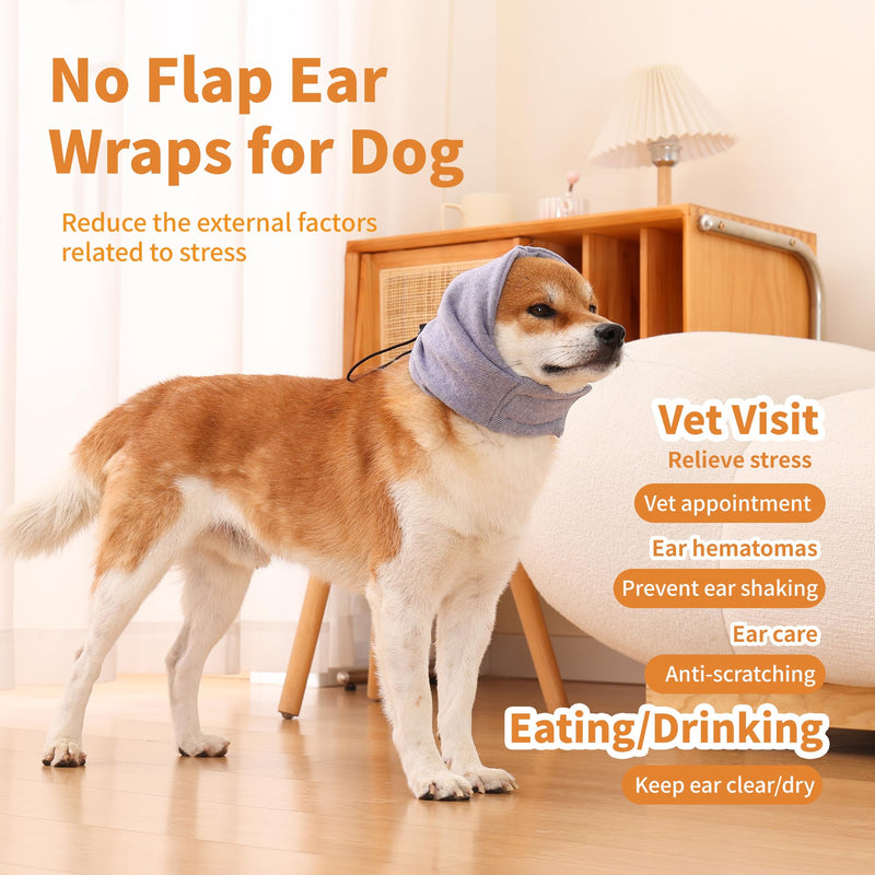 Dog Ear Muffs Noise Protection,Dog Hematoma Ear Wrap, Upgraded Velcro Dog Headband for Anxiety Relief, Warm Dog Ear Cover Winter Hat, Dog Ear Covers for Bath, Thunderstorms S-Head Circle(9.8"~14.9") Purple - PawsPlanet Australia