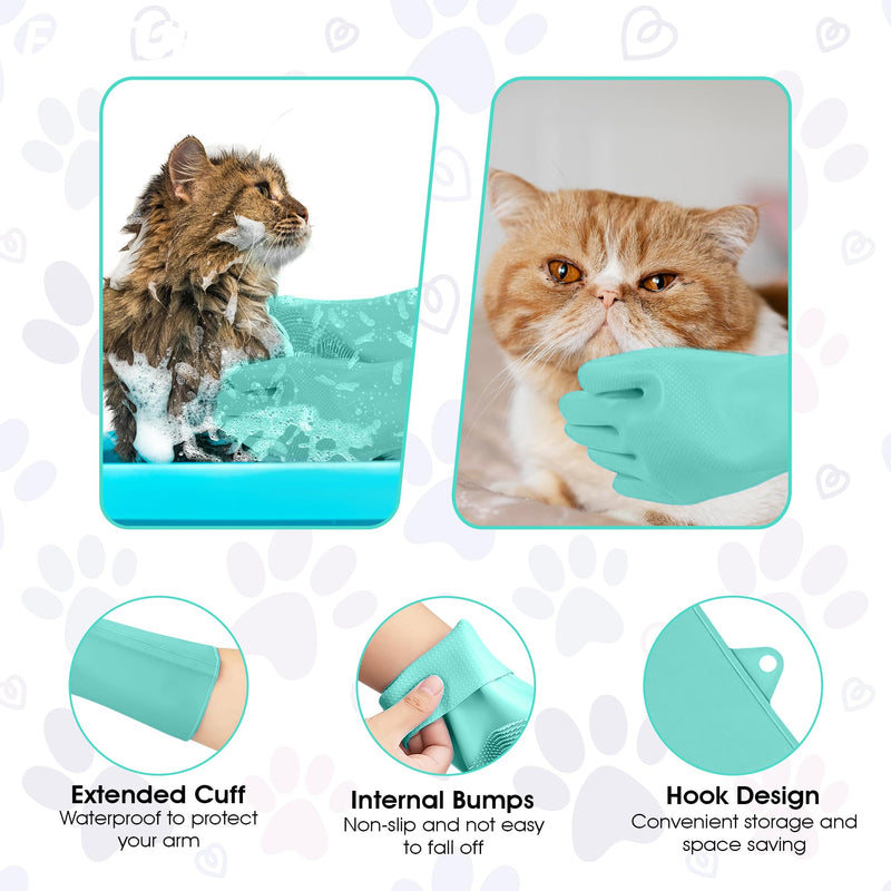 Pet Grooming Gloves - High-Density Silicone Gloves with Enhanced Five Finger Design for Washing, Bathing and Massaging Dogs and Cats (Green) Green - PawsPlanet Australia