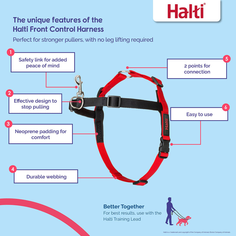 HALTI Front Control Harness, Size Medium, Bestselling Professional Dog Harness to Stop Pulling on the Lead, Easy to Use, Anti-Pull Training Aid, Front Leading No Pull Harness for Medium Dogs - PawsPlanet Australia