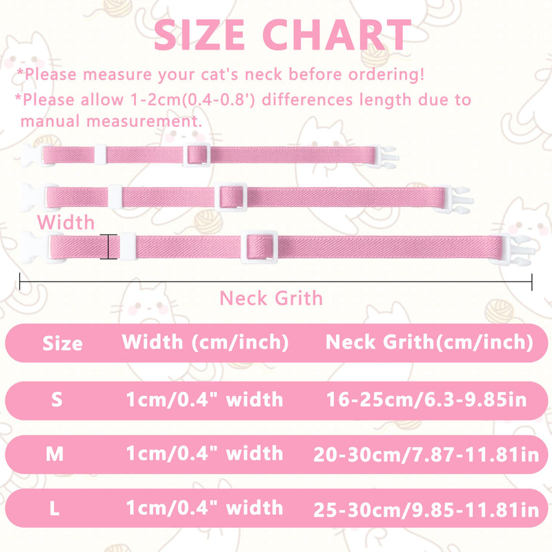 Elastic Cat Collar, Stretch Cat Collar Quick Release, Bright Colors Safety Kitten Collar Adjustable Collar for Kittens, Lightweight Soft Polyester Collars for Boy Girl Cats (Pink,S) Small Pink - PawsPlanet Australia