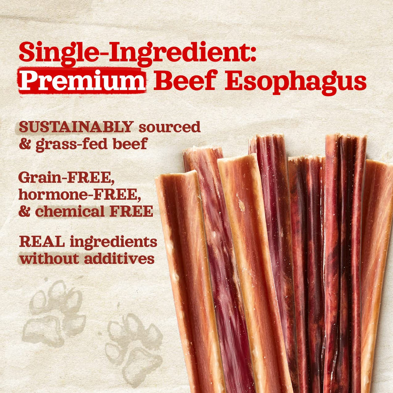 Natural Farm Gullet Sticks (6 Inch, 25 Pack), Grain-Free, Preservative-Free & Fully Digestible Beef Esophagus – Gentle Yet Effective Fun - Best for Light, Pups & Senior Chewers 6-inch 6 Inch (Pack of 25) - PawsPlanet Australia