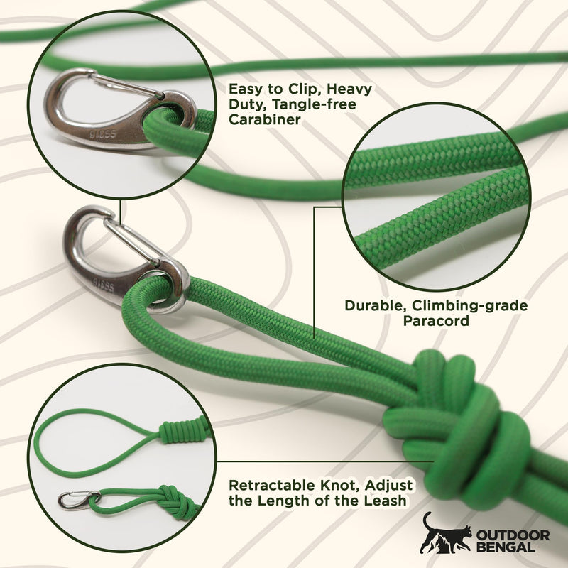 Long Rope Leash for Cats, Small Dogs & Puppies – Heavy Duty, Tangle-Free Lead for Walking, Training & Outdoor Play – Durable Nylon Pet Leash (Green 14FT) Green 14 ft - PawsPlanet Australia