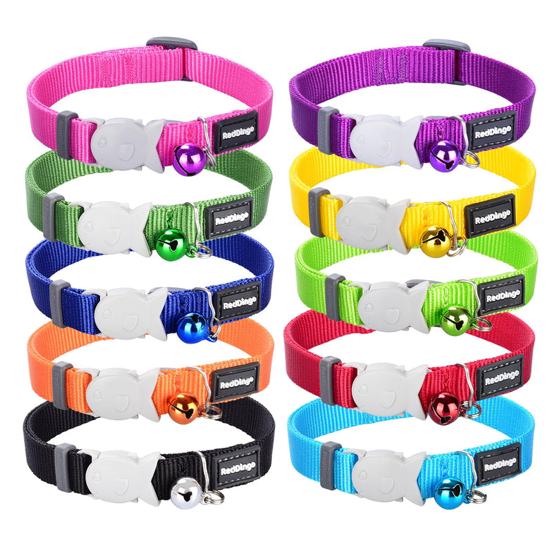 Red Dingo Classic Safety Release Breakaway Premium Cat Collar – Adjustable One Size Fits All with Soft Nylon Webbing, 4.4lb Safety Release Fish Clip, Stainless Steel D-Ring, Wildlife Bell – Pink - PawsPlanet Australia