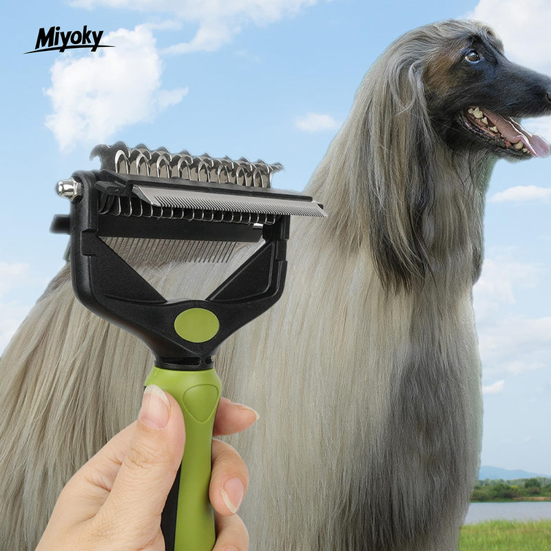 3-in-1 Pet Deshedding Tool - Undercoat Rake, Deshedding Brush, Dematting Comb for Dogs & Cats, Dog Brush for Shedding, Professional Grooming Brush for Double Coat, Long & Short Hair (Green) Green - PawsPlanet Australia