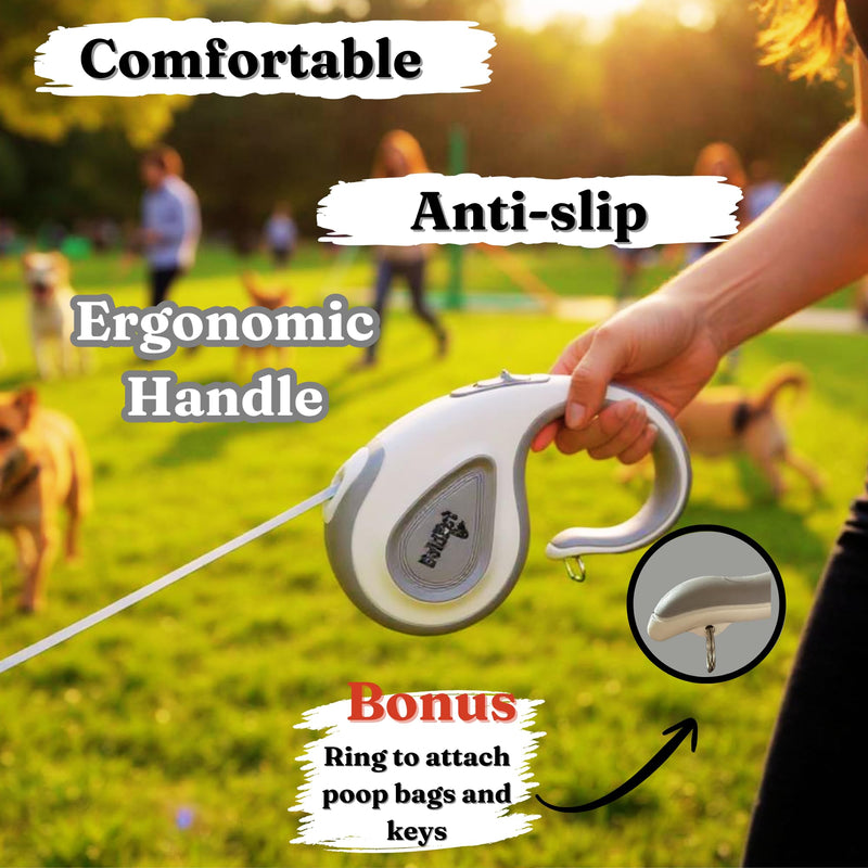 BoldPet® Retractable Dog Leash with Poop Bag Holder for Dogs up to 100 lbs - Heavy Duty 16 Ft Nylon Tape with 360°Tangle-Free Swivel Hook - Anti-Slip Ergonomic Handle for Comfortable Control - PawsPlanet Australia