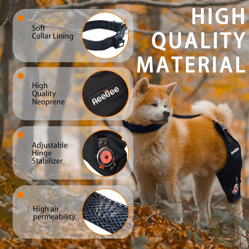 Adjustable Dog Knee Brace with Extra Collar, Support for Torn Acl Hind Leg, Tear Ligament, Osteoarthritis,Rear Leg Limp, Recovery After Surgery,et（Left Leg,XL） Left Leg Extra Large - PawsPlanet Australia
