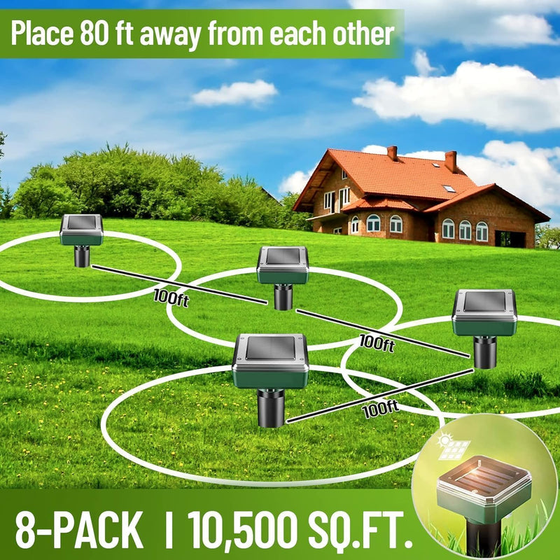8 Pack Mole Repellent Solar Powered Sonic Mole Deterrent Spikes, Snake Gopher Vole Repellent for Lawn Garden & Yard Gopher Deterrent, Groundhog Repeller 8 Packs Green New - PawsPlanet Australia