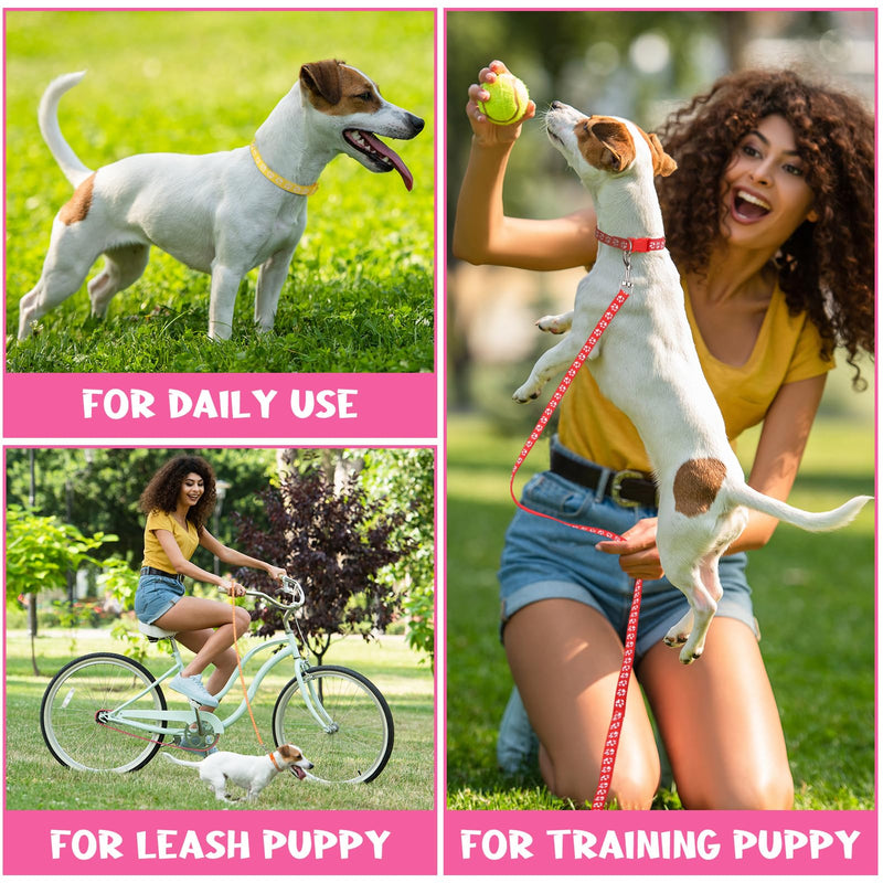 36Pcs Dog Collar and Leash Set, Puppy Collar and Leash Set Quick Release Buckle Adjustable Paw Print Puppy Collar Soft Nylon Pet Collar for Puppy Small Dogs Walking Training - PawsPlanet Australia