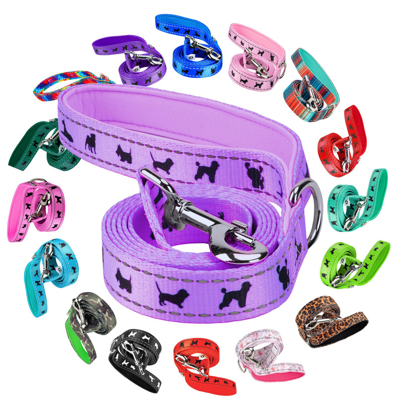 EcoBark Dog Leash - 4 FT / 5 FT / 6 FT Reflective Dog Leash- Eco-Bright Dog Leashes with Padded Handle - Strong Heavy Duty Dog Leash - Nylon Dog Leash for Small and Medium Dogs (Lavender Dog Leash) 5ft x 3/4 inch Lavender