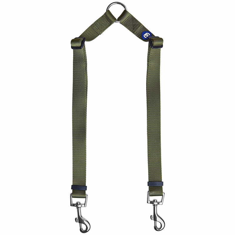 Blueberry Pet Essentials Bundle Set - Small Military Green Leash + Small Double Leash - PawsPlanet Australia